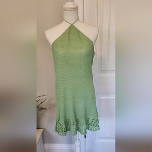 SHEIN Light Green Halter Mini Dress